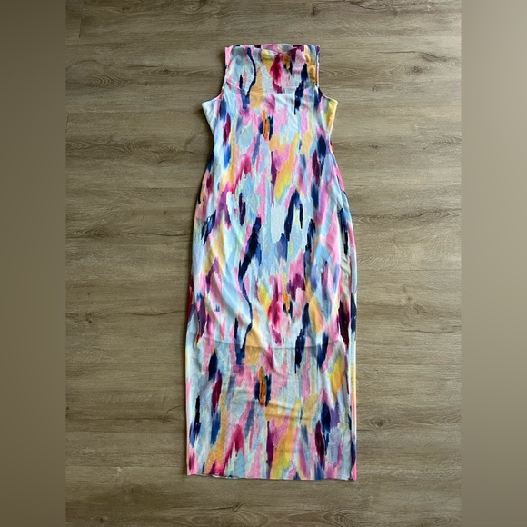 Steve Madden Mesh Colorful Midi Dress SZ S Fitted - Picture 3 of 7